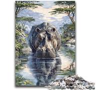 Jigsaws Puzzles 1000 Pieces for Adults Gifts Jungle Hippo for Age 14 Years And over Decompressing Intellectual Educational Toy Great Gift 50x75cm