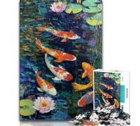 Jigsaws Puzzles 1000 Pieces for Adults Gifts Koi Fish,Stress Reliever Staycation Kill Time with Matching Poster And Trivia Sheet (38x26cm)