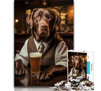 Jigsaws Puzzles 1000 Pieces for Adults Gifts Labrador in The Pub Teenager Jigsaw,Staycation Kill Time with Fully Interlocking Randomly Shaped Pieces (size 75x50cm)