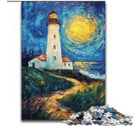 Jigsaws Puzzles 1000 Pieces for Adults Gifts Lighthouse Under The Night Sky, Decompressing Intellectual Educational Toy Is Ideal As Gifts for The Whole Family (Size 50x75cm)