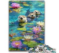 Jigsaws Puzzles 1000 Pieces for Adults Gifts Lotus And Otter Teenager Puzzles,Perfect for Game Nights, Colorful Toy for Home Gift (50x75cm)