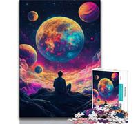 Jigsaws Puzzles 1000 Pieces for Adults Gifts Man Sitting on The Moon,Family Game Stress Reliever Difficult Challenge Enhance Love between Couples (38x26cm)