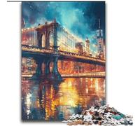 Jigsaws Puzzles 1000 Pieces for Adults Gifts Manhattan Bridge,Help The Brain Exercise Addictive Toys to Cultivate Patience Wall Decoration 38x52cm