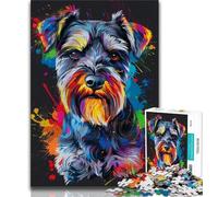 Jigsaws Puzzles 1000 Pieces for Adults Gifts Miniature Schnauzer DJ Neon Teenager Puzzles,Quiz Game Wall Decoration Unique Birthday And Xmas Gifts 26x38cm