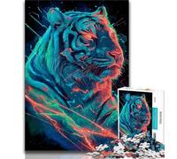 Jigsaws Puzzles 1000 Pieces for Adults Gifts Mysterious Tiger,Stress Reliever Staycation Kill Time Enhance Love between Couples 38x26cm