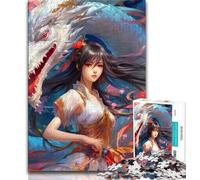Jigsaws Puzzles 1000 Pieces for Adults Gifts Mystical Dragon Girl 1000 Piece Jigsaw,Enhance Love between Couples for Ages 14+ (size 38x26cm)