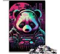 Jigsaws Puzzles 1000 Pieces for Adults Gifts Neon Panda, Help The Brain Exercise Addictive Toys to Cultivate Patience Enhance Memory (Size 50x75cm)