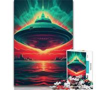 Jigsaws Puzzles 1000 Pieces for Adults Gifts Neon Retro Alien Spaceship 1000 Pieces for Teenagers,Fun Games Every Piece Is Unique - Challenging Family Fun Game 75x50cm