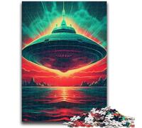 Jigsaws Puzzles 1000 Pieces for Adults Gifts Neon Retro Alien Spaceship Challenging Game And Family Play Educational Game for Birthday, Chrismas 50x75cm