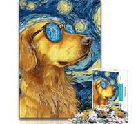 Jigsaws Puzzles 1000 Pieces for Adults Gifts Night Sky Golden Retriever,Vibrant And Unique Design Relaxing & Challenging Puzzle Experience (38x26cm)