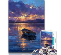 Jigsaws Puzzles 1000 Pieces for Adults Gifts Oil Painting of Boat at Sunset Puzzles,Educational Toy Funny Family Games Unique Home Decor (size 38x26cm)