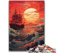Jigsaws Puzzles 1000 Pieces for Adults Gifts Old Ship in The Ocean Stress Reliever Staycation Kill Time Home Decoration Toys 26x38cm