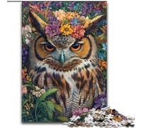 Jigsaws Puzzles 1000 Pieces for Adults Gifts Owl Flowers, Suitable for Ages 14 And Up Home Educational Games DIY Toys Artwork Gift (Size 50x75cm)