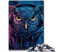 Jigsaws Puzzles 1000 Pieces for Adults Gifts Owl with Headphones Puzzles for Teenagers,for Educational Game Challenge Toy Birthday Present, Gifts, Wall Art (38x26cm)