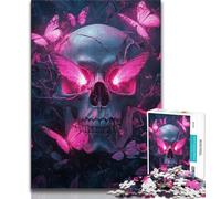 Jigsaws Puzzles 1000 Pieces for Adults Gifts Pink Butterfly Skull Puzzles for Adults,Learning Educational Toys Family Games Unique Birthday And Gifts (size 75x50cm)
