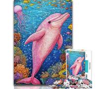 Jigsaws Puzzles 1000 Pieces for Adults Gifts Pink Dolphin Jigsaw,Vibrant And Unique Design Relaxing & Challenging Puzzle Experience 75x50cm
