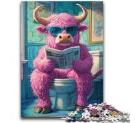 Jigsaws Puzzles 1000 Pieces for Adults Gifts Pink Yak Go Toilet 1000 Pieces for Teenagers,Fun Games Every Piece Is Unique - Challenging Family Fun Game (26x38cm)