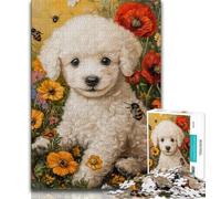 Jigsaws Puzzles 1000 Pieces for Adults Gifts Poppy Bichon 1000 Piece Jigsaw,Stress Reliever Difficult Challenge Suitable for Desktop Decoration (size 38x26cm)