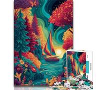 Jigsaws Puzzles 1000 Pieces for Adults Gifts Psychedelic Boat,family Fun Games Fun at Home Activities,Birthday Present,Travel Gifts (38x26cm)