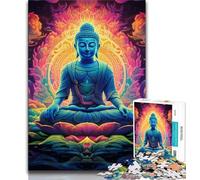 Jigsaws Puzzles 1000 Pieces for Adults Gifts Psychedelic Buddha,Challenging Difficult with Fully Interlocking Randomly Shaped Pieces (75x50cm)