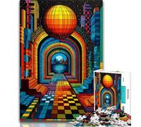 Jigsaws Puzzles 1000 Pieces for Adults Gifts Psychedelic Landscape,Stress Reliever Staycation Kill Time with Matching Poster And Trivia Sheet 50x75cm