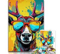 Jigsaws Puzzles 1000 Pieces for Adults Gifts Psychedelic Reindeer Adult Jigsaw,Learning Educational Toys Family Games Unique Birthday And Gifts (size 38x26cm)
