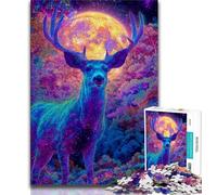 Jigsaws Puzzles 1000 Pieces for Adults Gifts Psychedelic Visionary Deer Art 1000 Piece Puzzle,Perfect for Game Nights, Colorful Toy for Home Gift (size 75x50cm)
