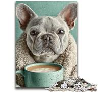 Jigsaws Puzzles 1000 Pieces for Adults Gifts Pug Drinking Coffee Puzzles for Adults,Challenging Game for The Whole for Women, Gifts for Men (38x26cm)