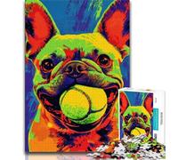 Jigsaws Puzzles 1000 Pieces for Adults Gifts Pug Playing Tennis Puzzles for Adults,Learning Educational Toys Family Games Unique Birthday And Gifts (size 75x50cm)