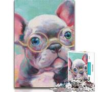 Jigsaws Puzzles 1000 Pieces for Adults Gifts Pug Wearing Glasses,Educational Games Home Decoration Educational Game for Birthday,Chrismas (38x26cm)