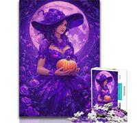 Jigsaws Puzzles 1000 Pieces for Adults Gifts Pumpkin Witch,Stress Reliever Staycation Kill Time with Matching Poster And Trivia Sheet (38x26cm)