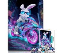 Jigsaws Puzzles 1000 Pieces for Adults Gifts Rabbit Riding A Motorcycle,Educational Games Home Decoration Unique Home Decor And Gifts (75x50cm)
