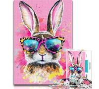 Jigsaws Puzzles 1000 Pieces for Adults Gifts Rabbit with Glasses,family Fun Games Fun at Home Activities,Birthday Present,Travel Gifts (75x50cm)