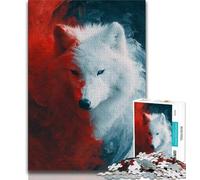 Jigsaws Puzzles 1000 Pieces for Adults Gifts Red And White Wolf Adult Jigsaw,Challenging Game Gifts for Is Ideal As A Gift for The Whole Family (size 75x50cm)