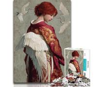 Jigsaws Puzzles 1000 Pieces for Adults Gifts Red-haired Girl,Help The Brain Exercise Addictive Toys to Cultivate Patience Perfect Decoration 75x50cm