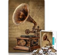 Jigsaws Puzzles 1000 Pieces for Adults Gifts Retro Gramophone,Stress Reliever Staycation Kill Time Enhance Love between Couples 38x26cm