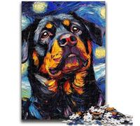 Jigsaws Puzzles 1000 Pieces for Adults Gifts Rottweiler Night Sky Challenging Game Gifts for Is Ideal As A Gift for The Whole Family 26x38cm