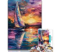 Jigsaws Puzzles 1000 Pieces for Adults Gifts Sailing Boat on Sea,Family Activity Fun at Home Activities,Birthday Present,Travel Gifts 38x26cm