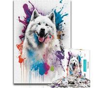 Jigsaws Puzzles 1000 Pieces for Adults Gifts Samoyed Colourful Adult Jigsaw,Family Educational Games Home Decoration Gift (size 38x26cm)