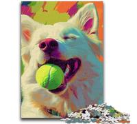 Jigsaws Puzzles 1000 Pieces for Adults Gifts Samoyed Playing Tennis 1000 Pieces for Teenagers,Perfect for Game Nights, Colorful Toy for Home Gift (75x50cm)