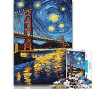 Jigsaws Puzzles 1000 Pieces for Adults Gifts San Francisco Bridge at Night,family Fun Games Fun at Home Activities,Birthday Present,Travel Gifts 38x26cm