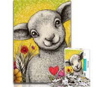 Jigsaws Puzzles 1000 Pieces for Adults Gifts Sheep on The Grassland,Toys Educational Games Stress Relieving Unique Home Decor And Gifts (38x26cm)
