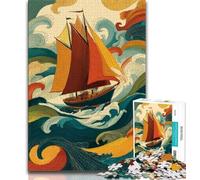 Jigsaws Puzzles 1000 Pieces for Adults Gifts Ship Sailing on The Sea Puzzles,Educational Games Home Decoration Suitable for Desktop Decoration (size 75x50cm)