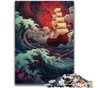 Jigsaws Puzzles 1000 Pieces for Adults Gifts Ship Sailing on Wave for Age 14 Years And over Decompressing Intellectual Educational Toy Great Gift 50x75cm