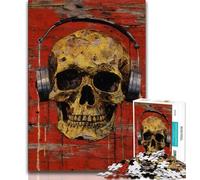 Jigsaws Puzzles 1000 Pieces for Adults Gifts Skeleton Wearing Headphones,Help The Brain Exercise Addictive Toys to Cultivate Patience Gift For Birthdays 38x26cm