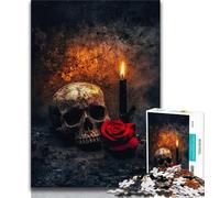 Jigsaws Puzzles 1000 Pieces for Adults Gifts Skull Candle Roses Teenager Puzzles,for Educational Game Challenge Toy Birthday Present, Gifts, Wall Art (size 75x50cm)