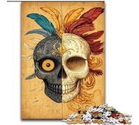 Jigsaws Puzzles 1000 Pieces for Adults Gifts Skull Feathers, Family Activity Unique Home Decor And Gifts for Ages 14+ (Size 26x38cm)
