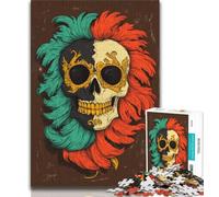 Jigsaws Puzzles 1000 Pieces for Adults Gifts Skull Feathers,Help The Brain Exercise Addictive Toys to Cultivate Patience Wall Decoration 75x50cm