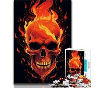 Jigsaws Puzzles 1000 Pieces for Adults Gifts Skull Made of Fire Teenager Jigsaw,Staycation Kill Time with Fully Interlocking Randomly Shaped Pieces (size 38x26cm)