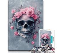 Jigsaws Puzzles 1000 Pieces for Adults Gifts Skull Rose,Stress Reliever Staycation Kill Time with Matching Poster And Trivia Sheet (38x26cm)
